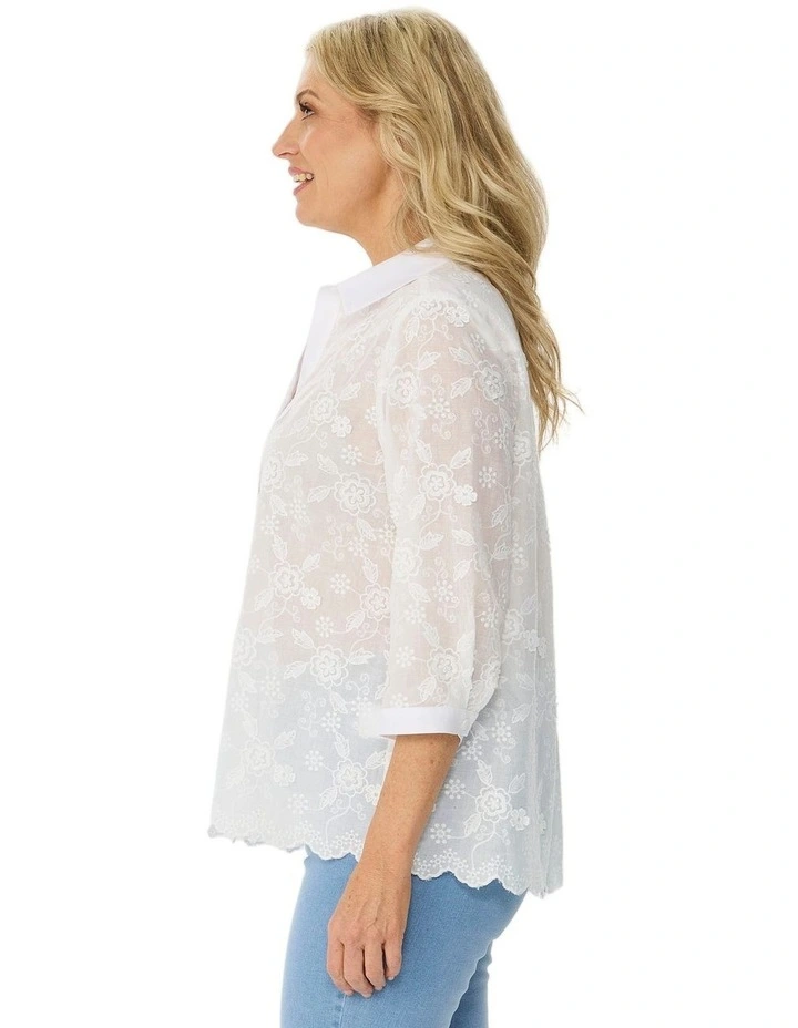 Alirah 3d Broderie 3/4 Sleeve Shirt image 3