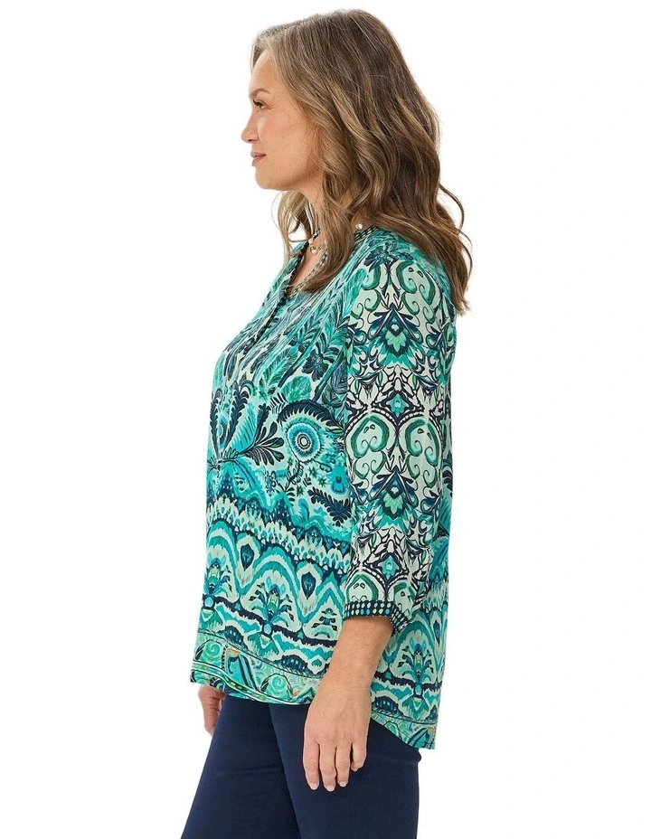 Marlo 3/4 Sleeve Collarless Shirt image 3