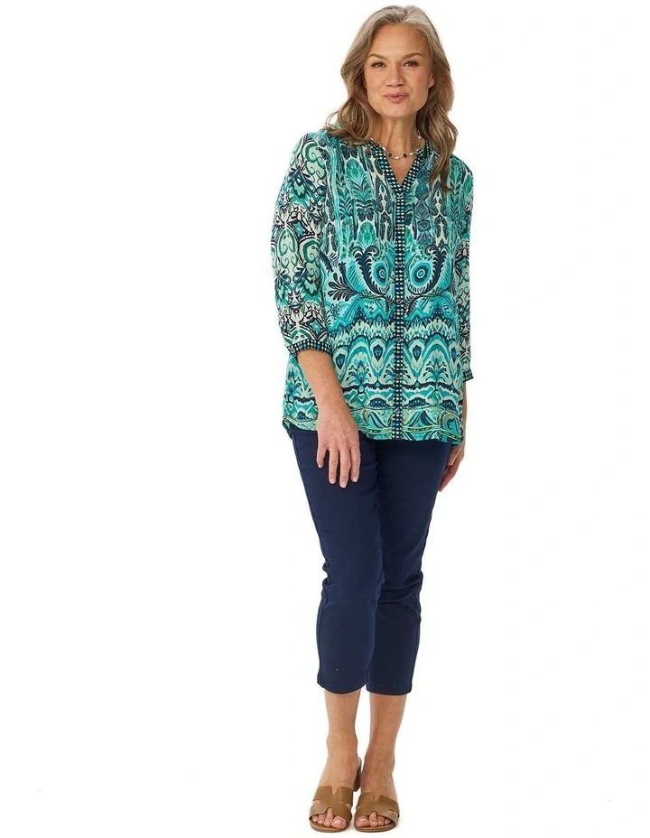 Marlo 3/4 Sleeve Collarless Shirt image 4