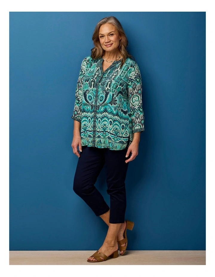 Marlo 3/4 Sleeve Collarless Shirt image 6