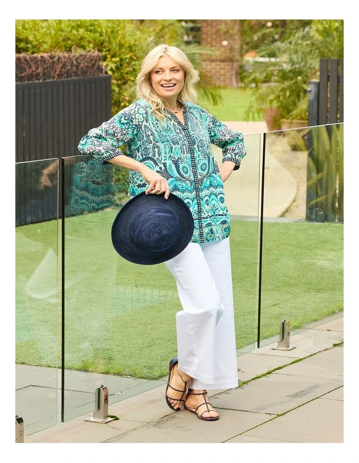 Marlo 3/4 Sleeve Collarless Shirt image 7
