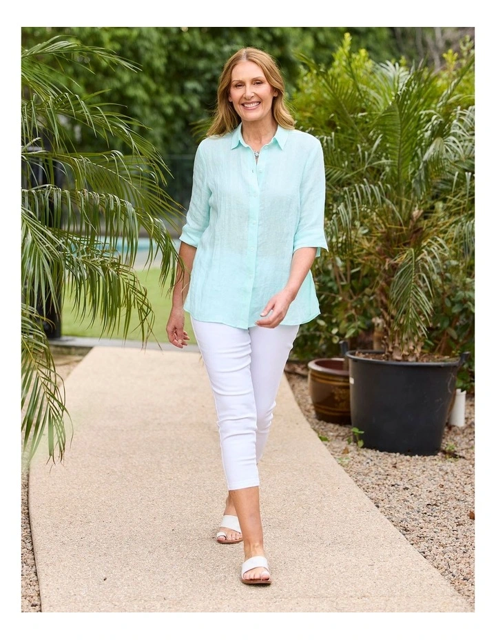Iris Linen Elbow Sleeve Shirt image 7