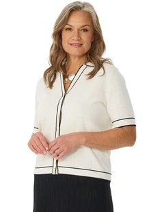 Redding Pointelle Short Sleeve Button Cardi