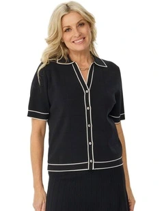 Redding Pointelle Short Sleeve Button Cardi