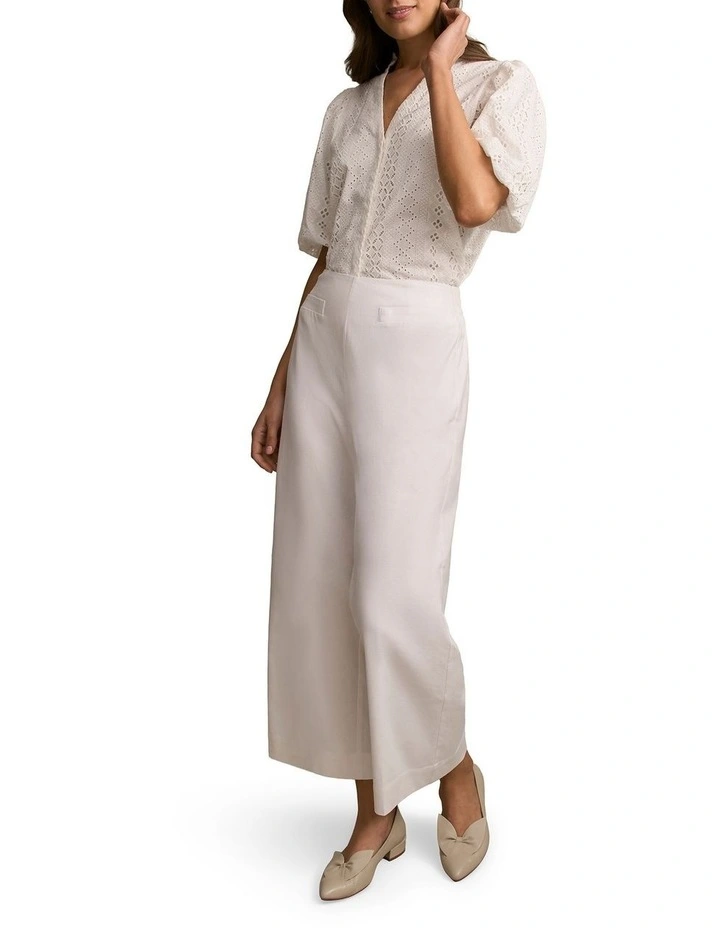 French Linen 7/8 Pant in White image 5