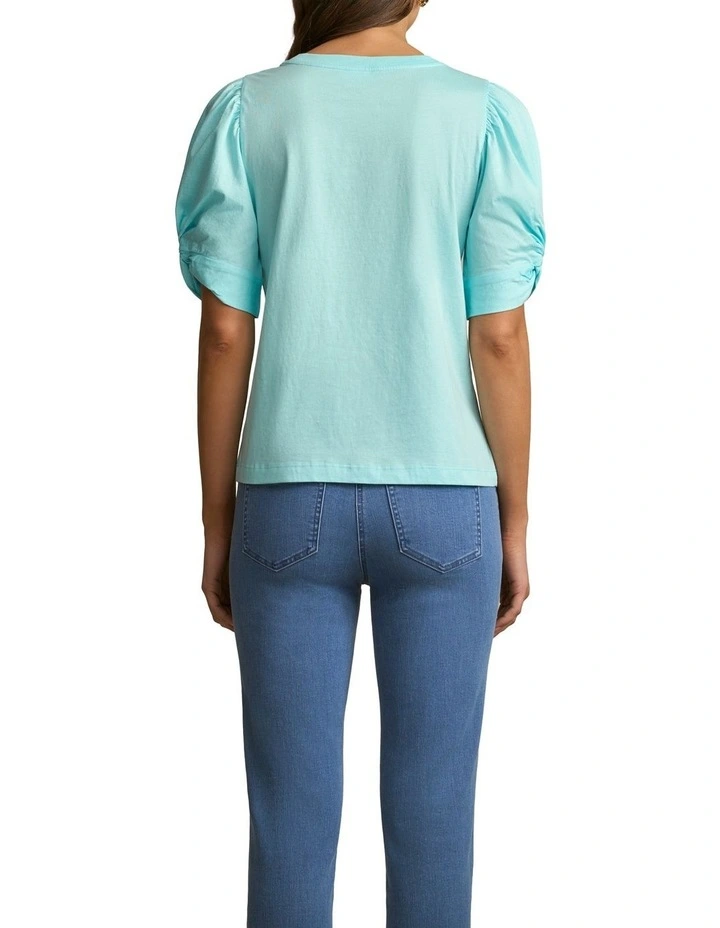 Twist Sleeve T-Shirt in Breeze image 2