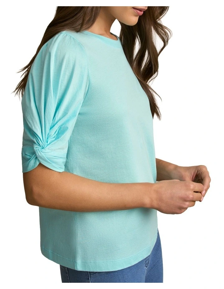 Twist Sleeve T-Shirt in Breeze image 4