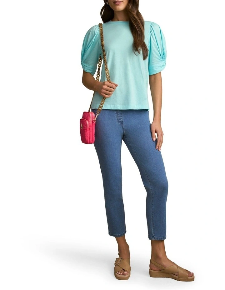 Twist Sleeve T-Shirt in Breeze image 5