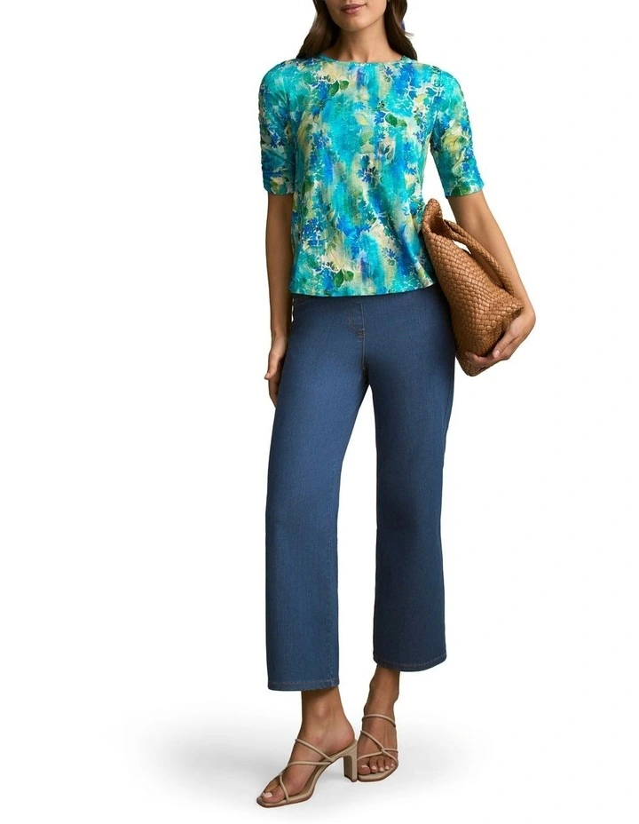 Ruched Sleeve T-Shirt in Watercolour Floral image 6
