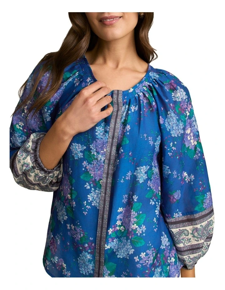 Cotton Silk Blouse in Blooms Border Print image 4