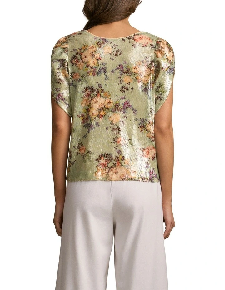 Printed Sequin Blouse in Vintage Floral Print image 2