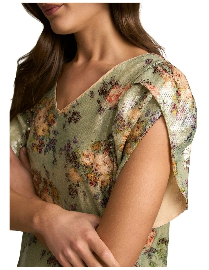 Printed Sequin Blouse in Vintage Floral Print image 4