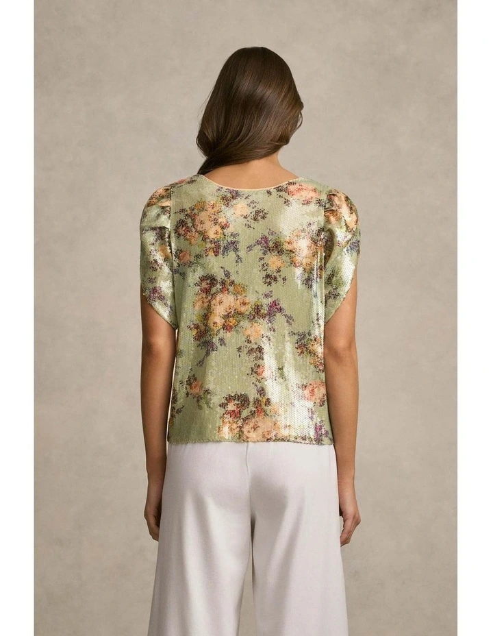 Printed Sequin Blouse in Vintage Floral Print image 6