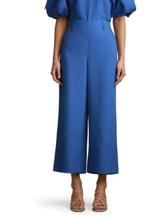 7/8 Tab Detail Pant in Cobalt