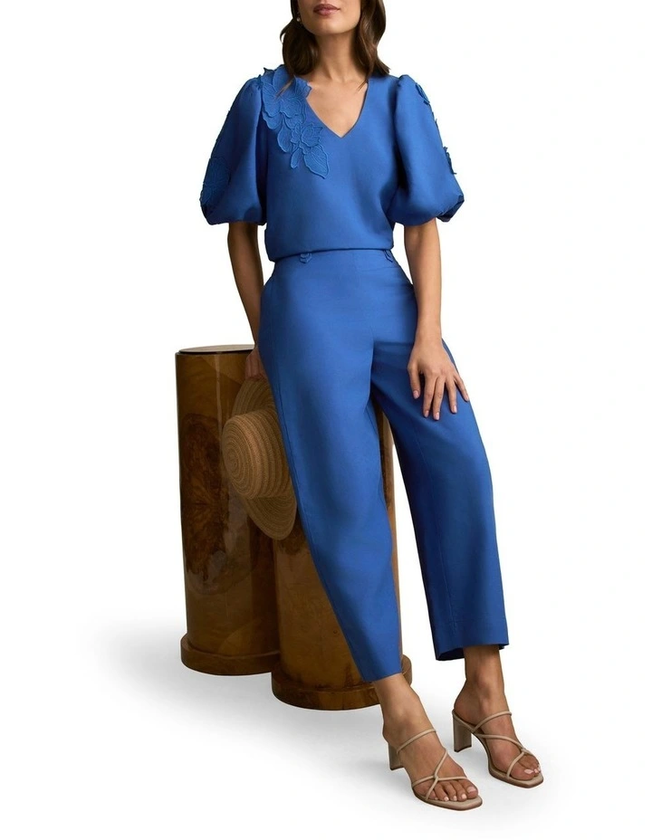 7/8 Tab Detail Pant in Cobalt image 5