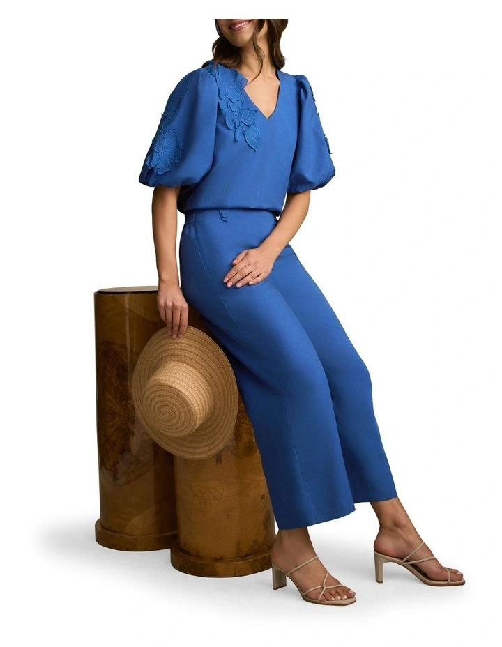 7/8 Tab Detail Pant in Cobalt image 6