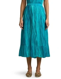 Crushed Midi Skirt in Tidal Drift Print