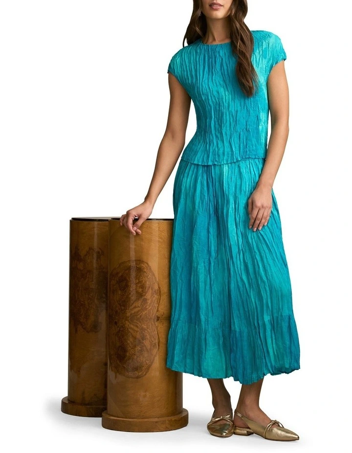 Crushed Midi Skirt in Tidal Drift Print image 6