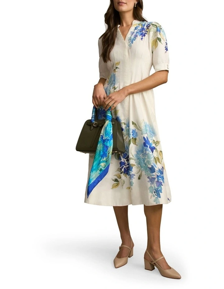Pin Tuck Linen Dress in Watercolour Floral image 5
