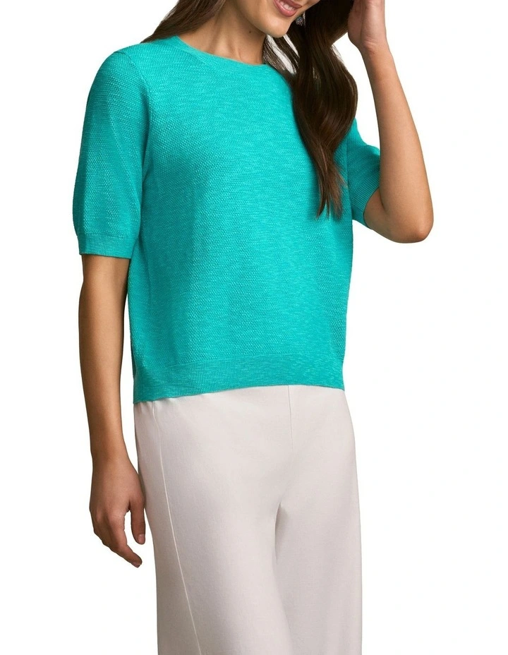 Textured Knit Top in Jewel image 3