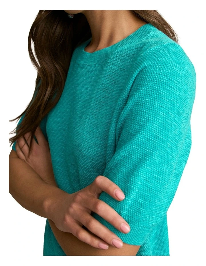 Textured Knit Top in Jewel image 4