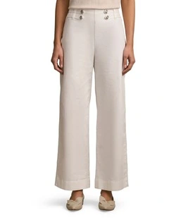 Tab Detail Wide Leg Jeans in White