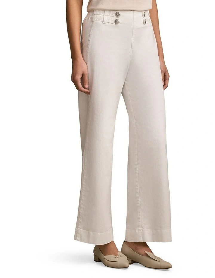 Tab Detail Wide Leg Jeans in White image 3