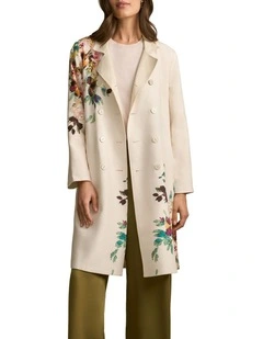 Reversible Linen Coat in Antique Rose Print