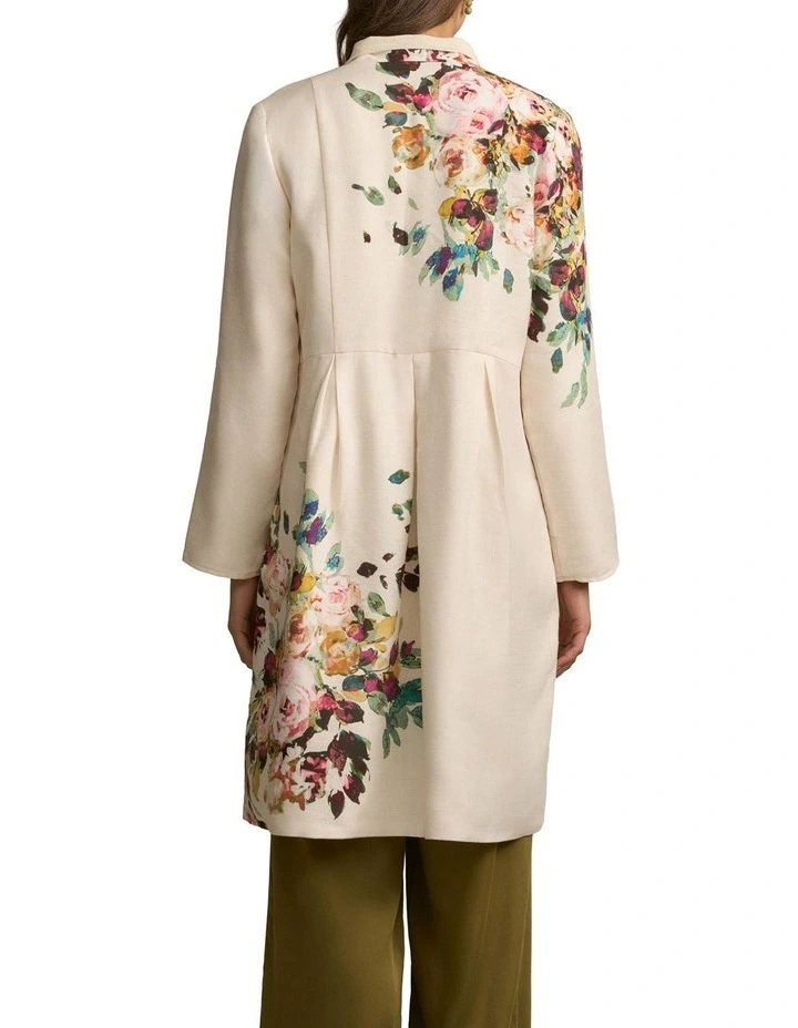 Reversible Linen Coat in Antique Rose Print image 2