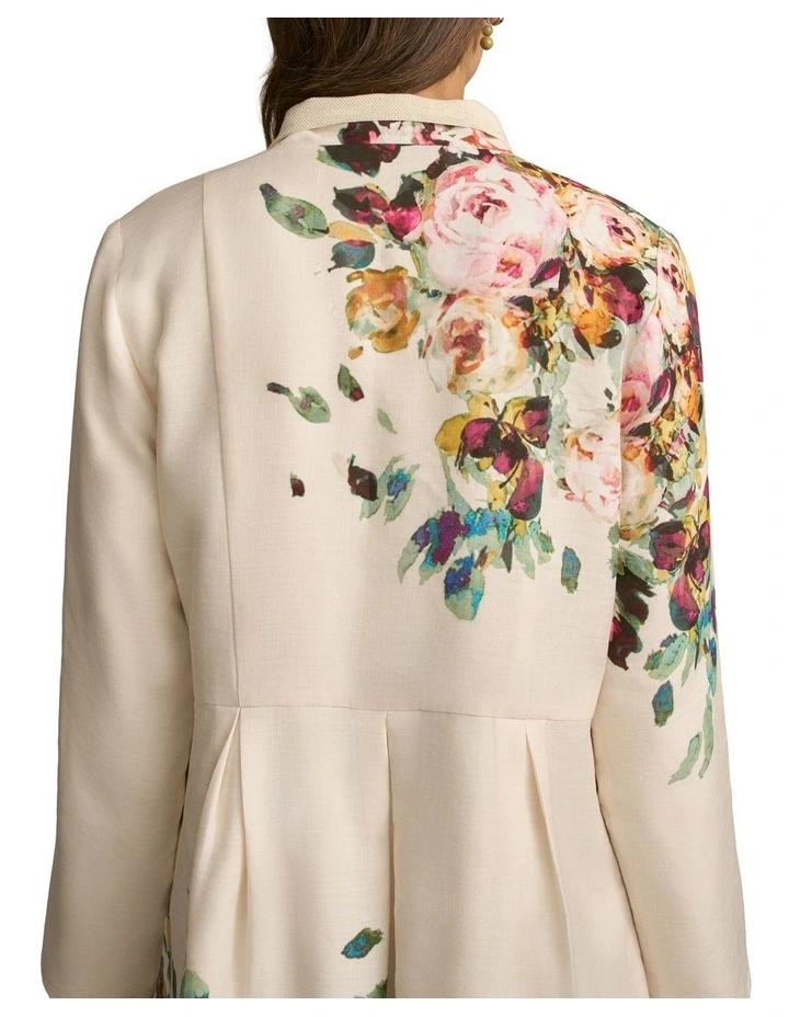Reversible Linen Coat in Antique Rose Print image 4