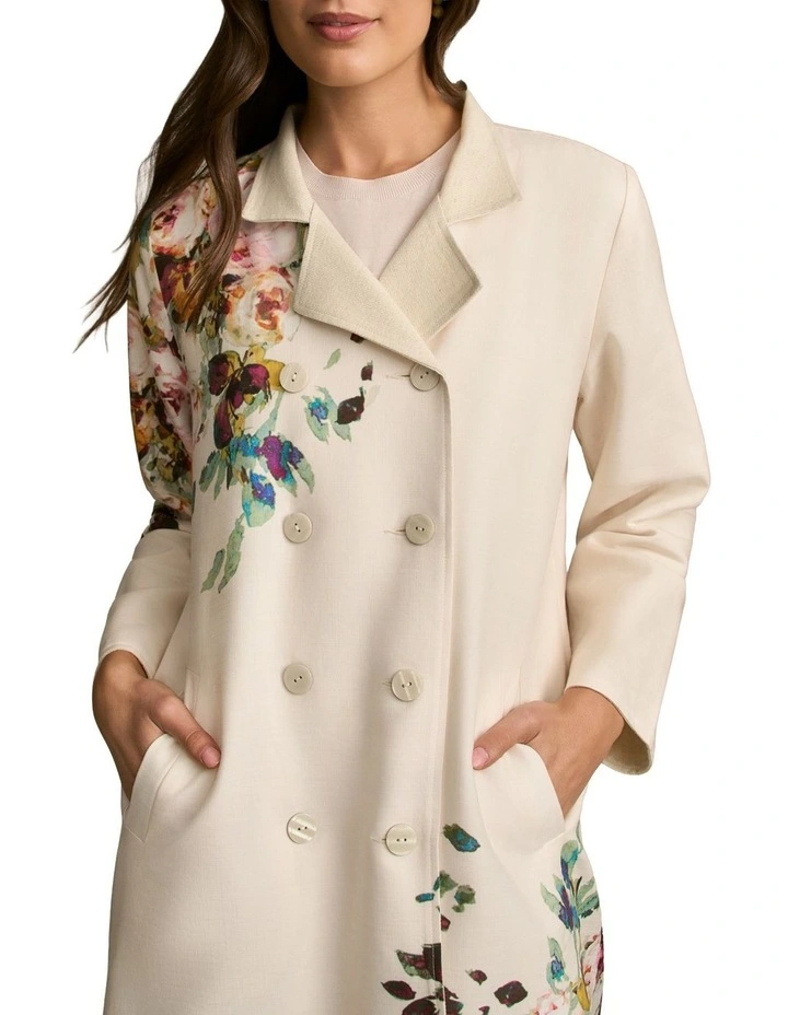 Reversible Linen Coat in Antique Rose Print image 5