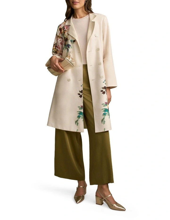Reversible Linen Coat in Antique Rose Print image 7