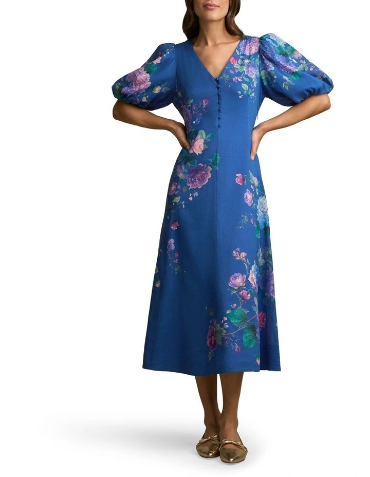 Border Print Dress in Blooms Border Print image 3