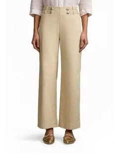 Tab Detail Wide Leg Jeans in Taupe