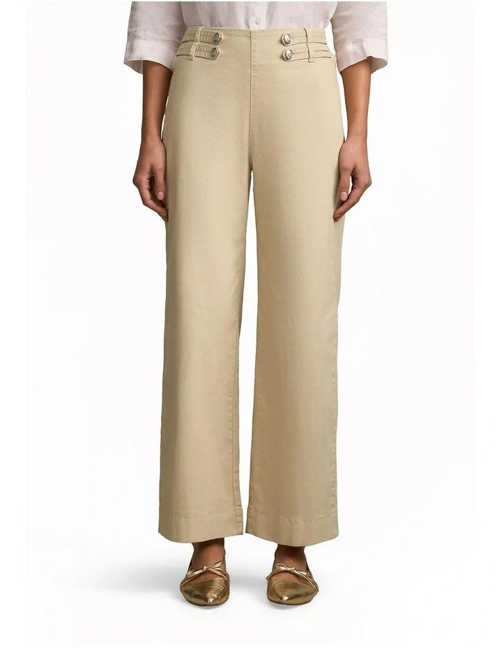 Tab Detail Wide Leg Jeans in Taupe image 1