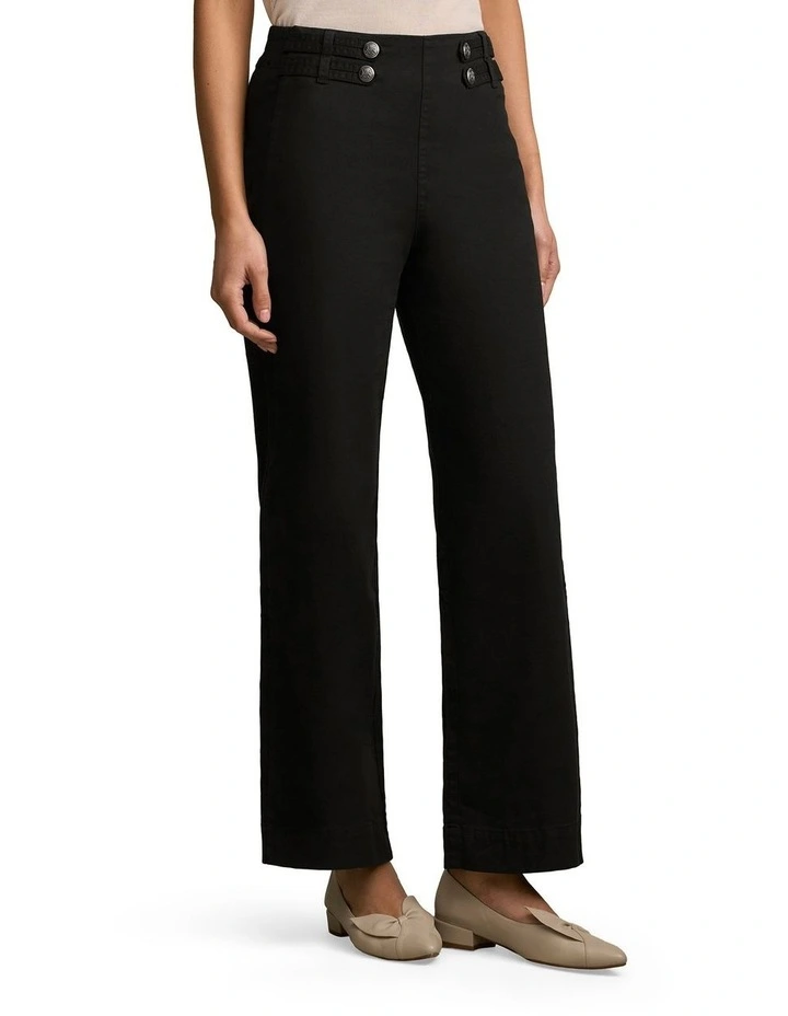 Tab Detail Wide Leg Jeans in Black image 3