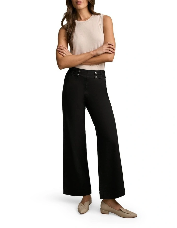 Tab Detail Wide Leg Jeans in Black image 4