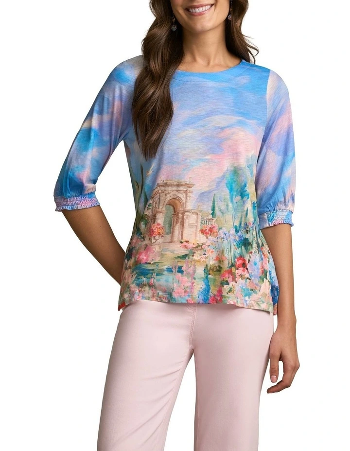 Printed Button Detail TinShirt in Soft Valley Print image 1