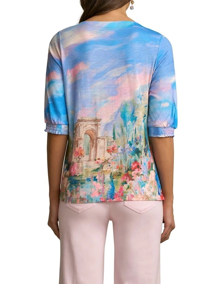 Printed Button Detail TinShirt in Soft Valley Print image 2