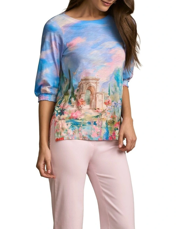 Printed Button Detail TinShirt in Soft Valley Print image 3
