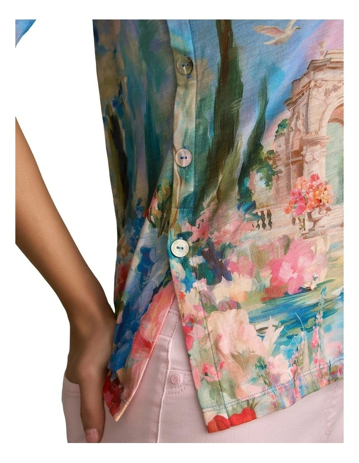 Printed Button Detail TinShirt in Soft Valley Print image 4