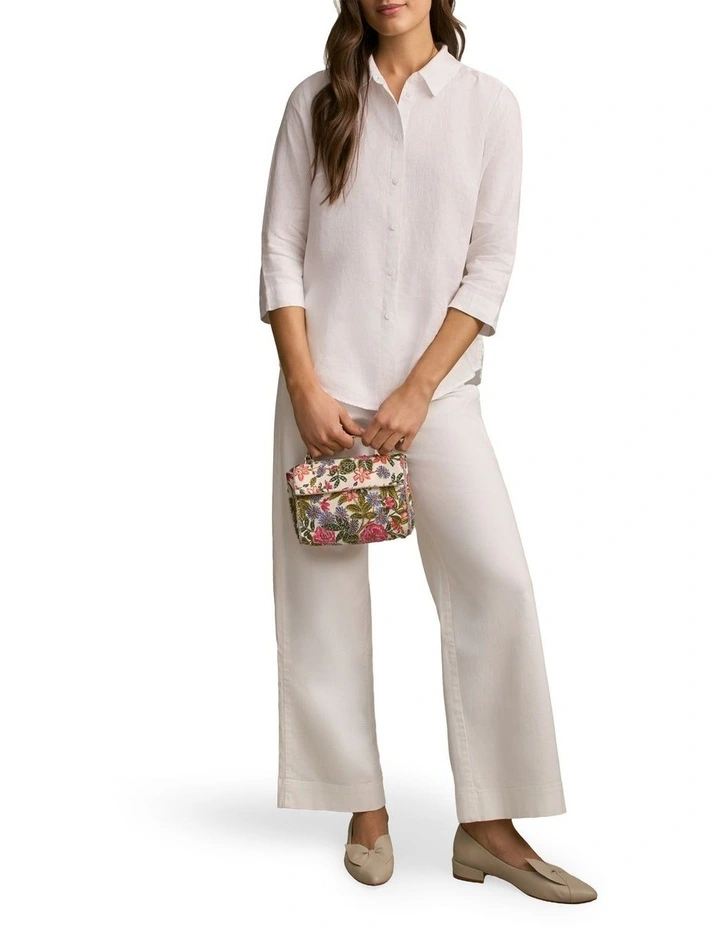 Longline French Linen Shirt in White image 5