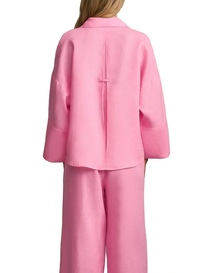 French Linen Resort Shirt in Bubblegum image 2