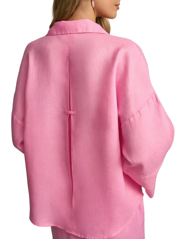 French Linen Resort Shirt in Bubblegum image 4