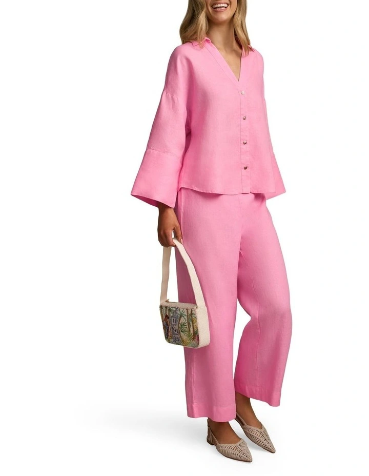 French Linen Resort Shirt in Bubblegum image 5