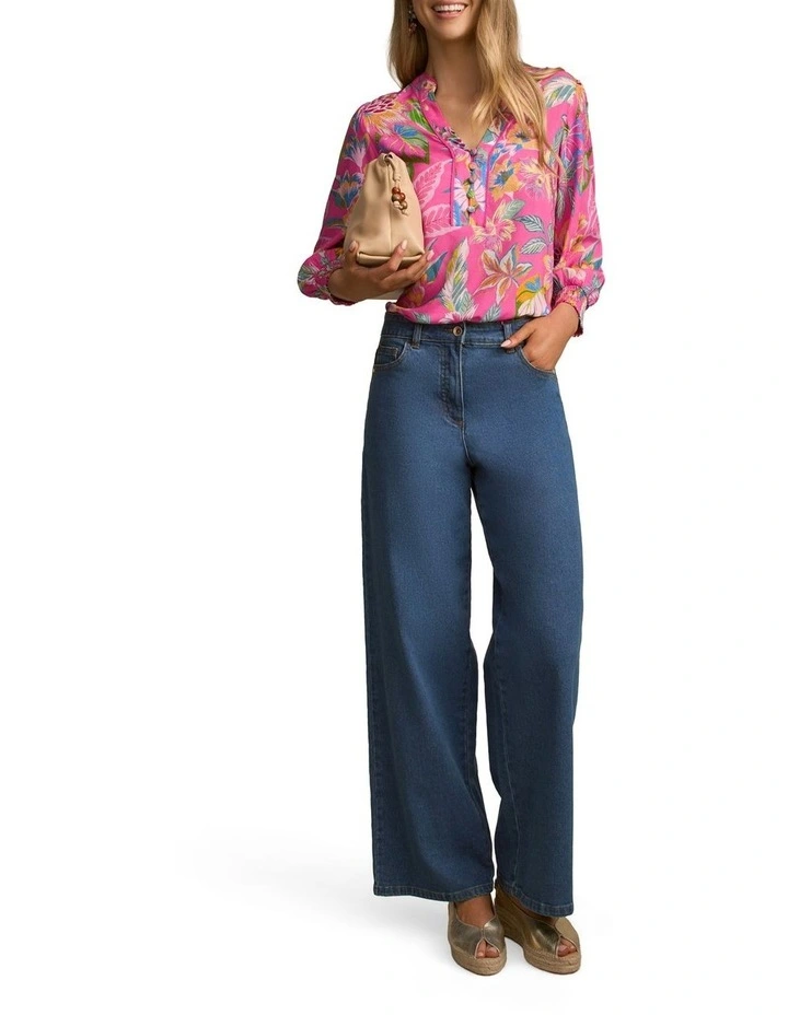 Printed Blouse in Pink Tropical Print image 6