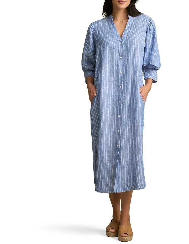 Shirt Dress in Blue Multi Stripe image 3