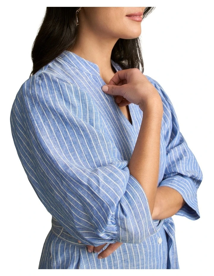 Shirt Dress in Blue Multi Stripe image 4