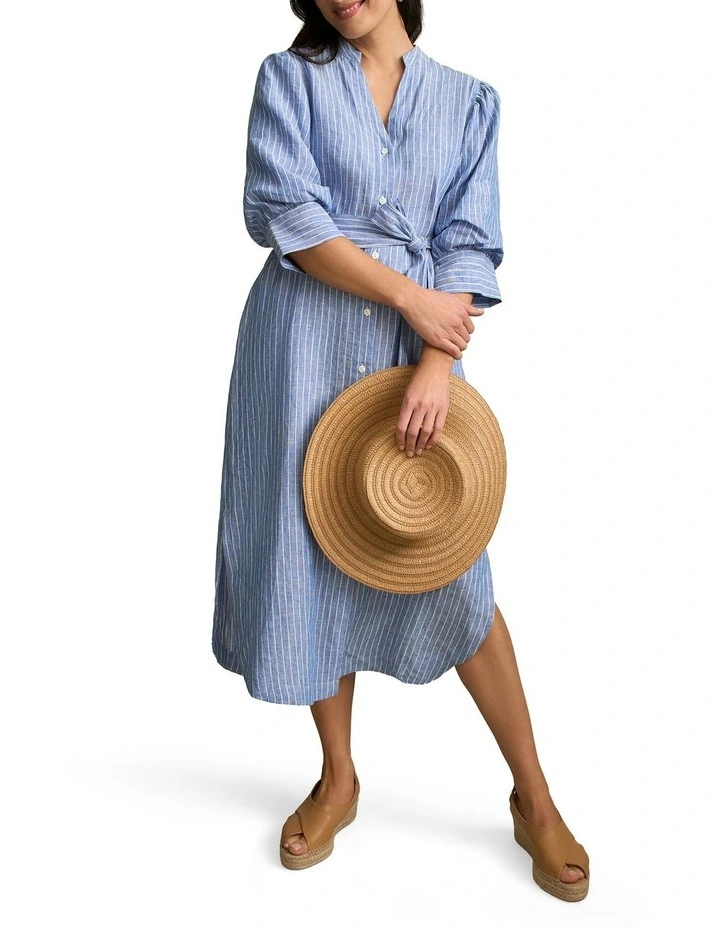 Shirt Dress in Blue Multi Stripe image 6