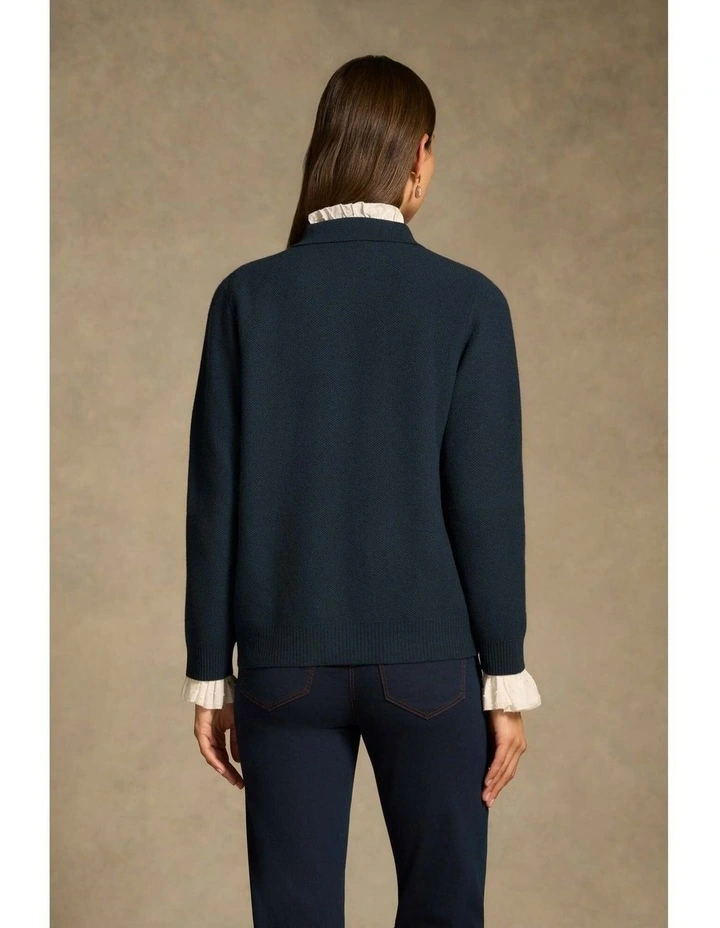 Double Breast Wool Cardi in Ink image 7